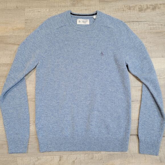 Penguin Munsingwear Lambswool Crew Neck Sweater Size Medium Light Blue - Picture 1 of 7